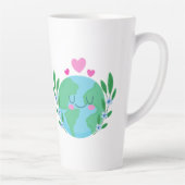 Earth Day Love Earth Glimlachend Latte Mok (Rechts)