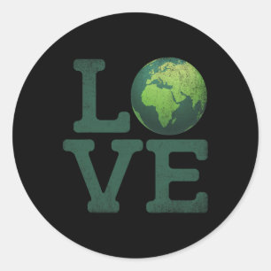 Earth Day Love T Shirt Mannen Vrouwen Kinder omgev Ronde Sticker