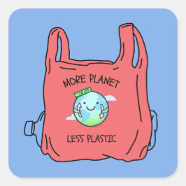 Earth Day Meer Planet Minder Plastic Vierkante Sticker