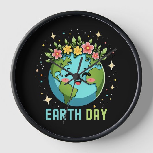 Earth Day Milieu Schattige Aarde met Bloemen (Voorkant)