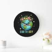 Earth Day Milieu Schattige Aarde met Bloemen Grote Klok (Huis)