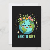 Earth Day Milieu Schattige Aarde met Bloemen Kaart (Voorkant)