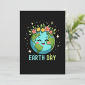 Earth Day Milieu Schattige Aarde met Bloemen Kaart (Staand voorkant)