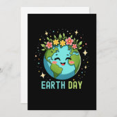 Earth Day Milieu Schattige Aarde met Bloemen Kaart (Voorkant / Achterkant)