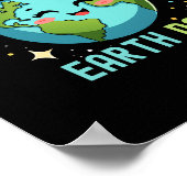 Earth Day Milieu Schattige Aarde met Bloemen Poster (Hoek)