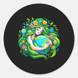 Earth Day Moeder Natuur Earth Day Red onze planeet Ronde Sticker