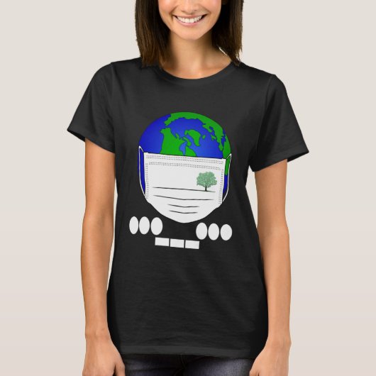 Earth Day Morse S.O.S Code Planet Face Mask Plant T-shirt (Voorkant)