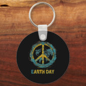 Earth Day Natuur Planet Conservation Tree Mannen V Sleutelhanger (Voorkant)