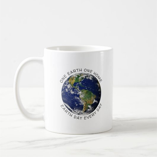 Earth Day One Earth One Home Wereldbol World Custo Koffiemok (Links)