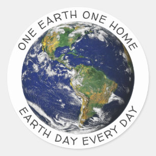 Earth Day One Earth One Home Wereldbol World Custo Ronde Sticker