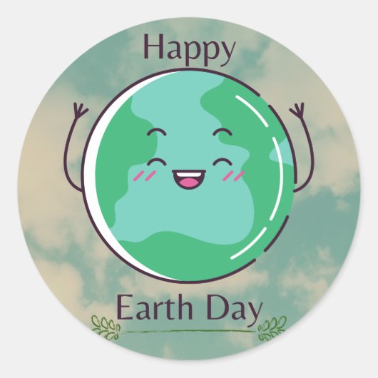 Earth Day Party Ronde Sticker (Voorkant)