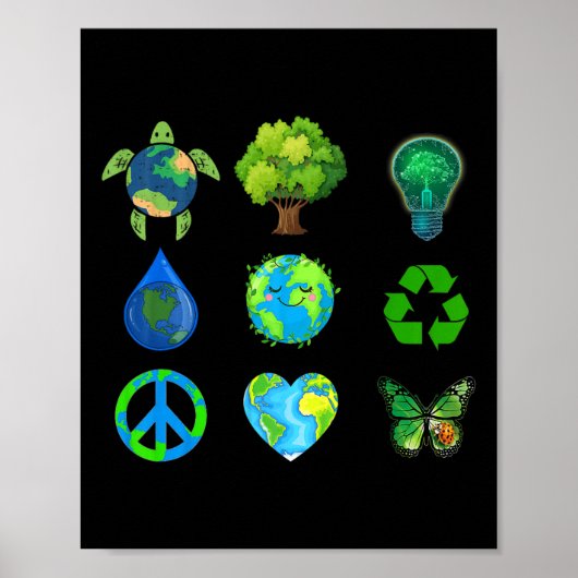 Earth Day Peace Go Plant Red waterdieren Poster (Voorkant)