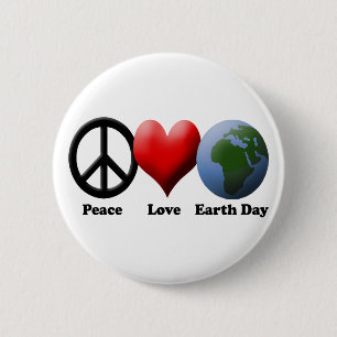 Earth Day, Peace Love Earth Day Ronde Button 5,7 Cm