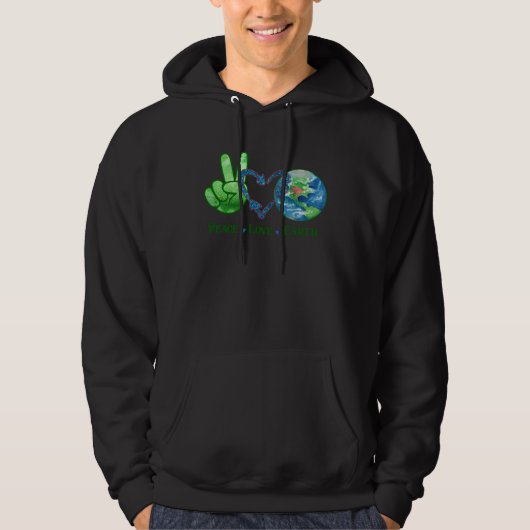 Earth Day Peace Love Earth World Peace Hoodie (Voorkant)