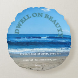 Earth day pillow coastal beach scene rond kussen
