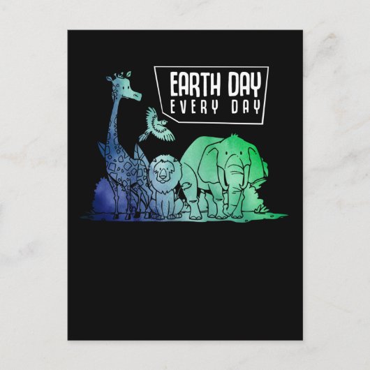 Earth Day Planet Environment Planet Cute Animals Briefkaart (Voorkant)