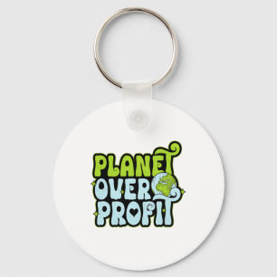 Earth Day Planet Over Profit Milieubescherming Sleutelhanger