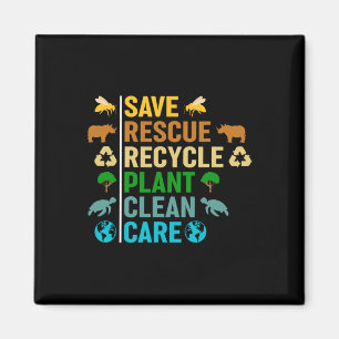 Earth Day Planet Save bijes Rescue Animals Recycle Magneet
