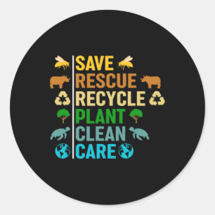 Earth Day Planet Save bijes Rescue Animals Recycle Ronde Sticker