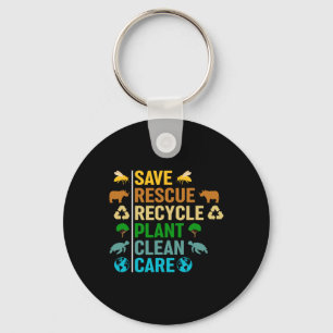 Earth Day Planet Save bijes Rescue Animals Recycle Sleutelhanger