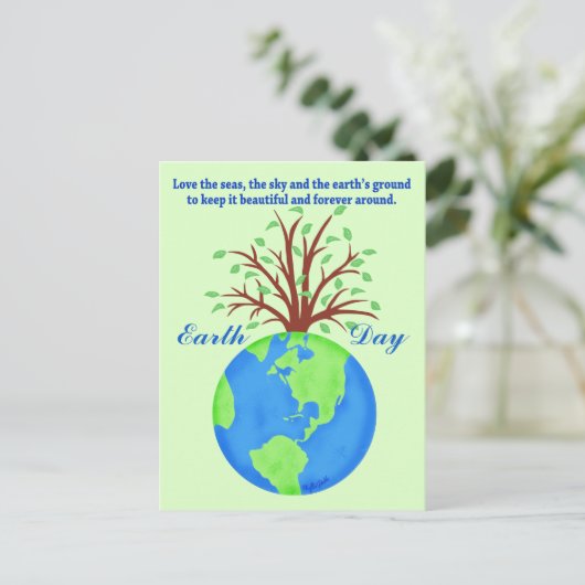 Earth Day Promoting Save Love Wereldbol Planet Tre Briefkaart (Staand voorkant)