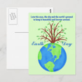Earth Day Promoting Save Love Wereldbol Planet Tre Briefkaart (Voorkant / Achterkant)