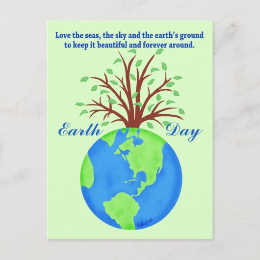 Earth Day Promoting Save Love Wereldbol Planet Tre Briefkaart (Voorkant)