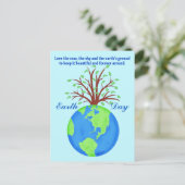 Earth Day Promoting Save Love Wereldbol Planet Tre Briefkaart (Staand voorkant)