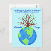 Earth Day Promoting Save Love Wereldbol Planet Tre Briefkaart (Voorkant / Achterkant)