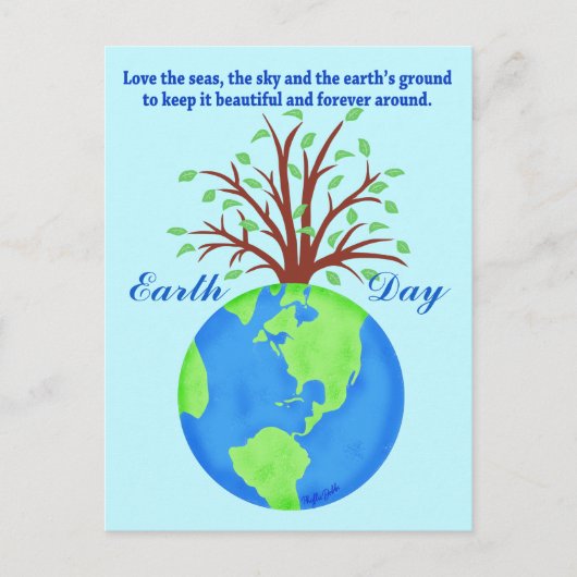 Earth Day Promoting Save Love Wereldbol Planet Tre Briefkaart (Voorkant)