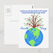 Earth Day Promotion Save Love Wereldbol Planet Tre Briefkaart (Voorkant / Achterkant)