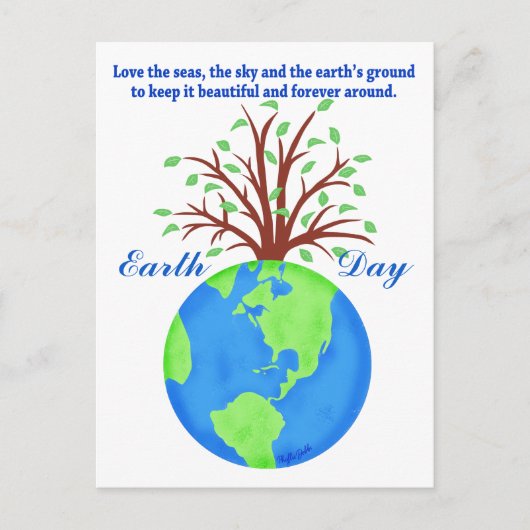 Earth Day Promotion Save Love Wereldbol Planet Tre Briefkaart (Voorkant)