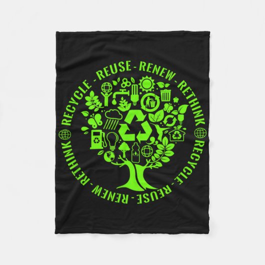 Earth Day Recyclen milieuactivisme van bomen Fleece Deken (Voorkant)
