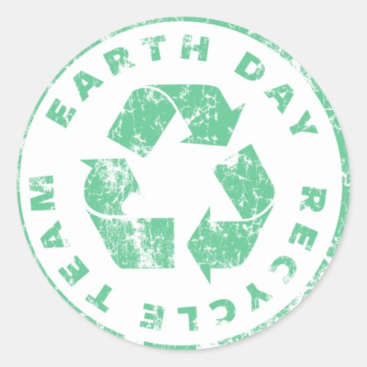 Earth Day Recyclen team Ronde Sticker (Voorkant)