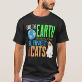 Earth Day Red onze aarde als enige planeet met kat T-shirt (Voorkant)