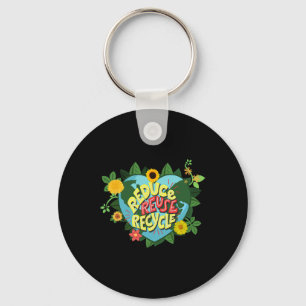 Earth Day Reduce Hergebruik Recyclen Save Planet V Sleutelhanger
