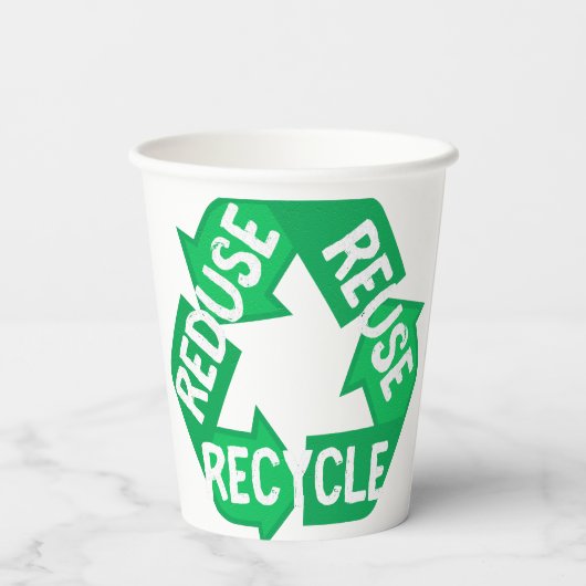 Earth Day Reductie hergebruik Recyclen Mobile Loop Papieren Bekers (Achterkant)