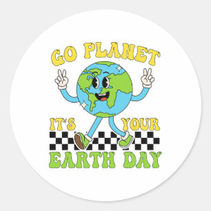 Earth Day Restore Earth Natuur Planet Cute Earth D Ronde Sticker