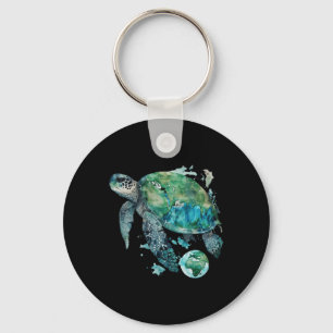 Earth Day Restore Earth Zee Turtle Art Sleutelhanger