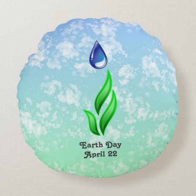Earth Day Round Pillow Rond Kussen (Voorkant)
