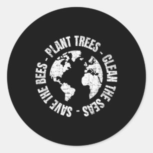 Earth Day Save Bees Plant Trees Clean Zeeen Enviro Ronde Sticker