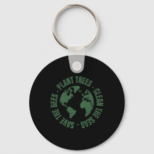 Earth Day Save Bees Plant Trees Clean Zeeen Enviro Sleutelhanger