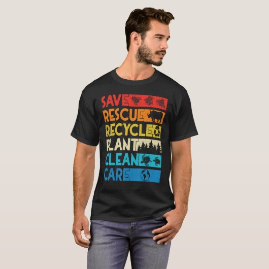 Earth Day Save Bees Rescue Animals Recycle Plastic T-shirt (Voorkant volledig)