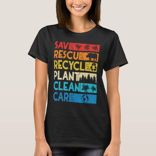 Earth Day Save Bees Rescue Animals Recycle Plastic T-shirt (Voorkant)
