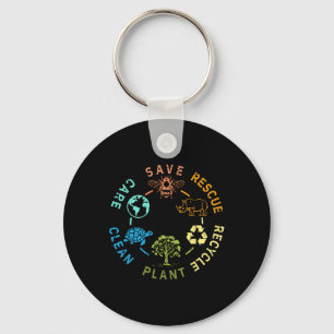 Earth Day Save bijes Rescue Animals Recyclen plast Sleutelhanger
