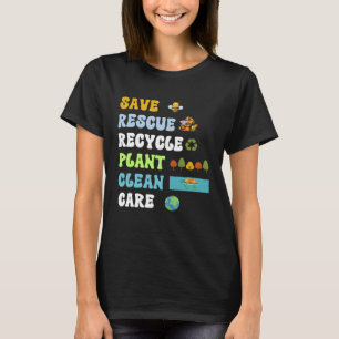 Earth Day Save bijes Rescue Animals Recyclen plast T-shirt