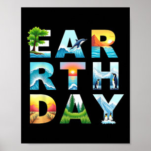 Earth Day Save Bomen en Dieren Milieu Pro Poster