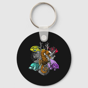 Earth Day Save Coral Reefs Zee Fish Seahorse Coast Sleutelhanger