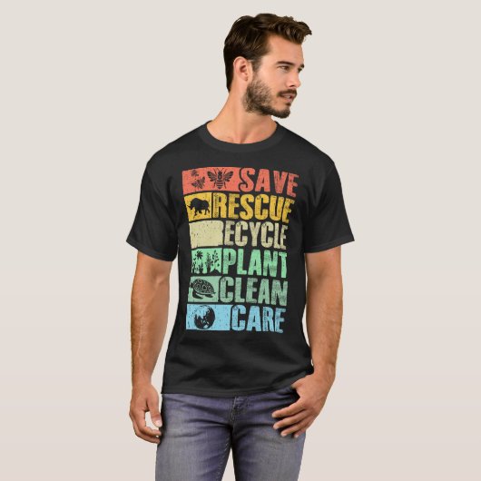 Earth Day Save Rescue Recyclen het milieu van de p T-shirt (Voorkant volledig)