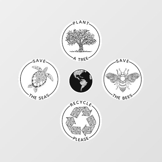 Earth Day Save the Planet Raamsticker (Vel)